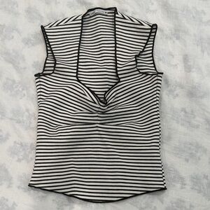 Zara Black and White Striped Blouse